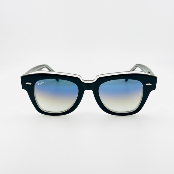 Ray-Ban State Street Women’s Sunglasses RB2186 Black Transparent frame Blue Lens - Picture 9 of 15